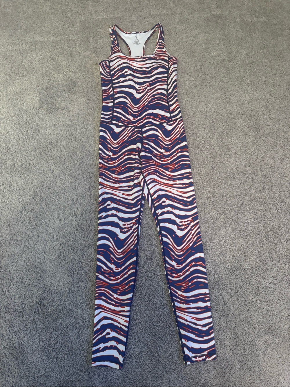 Buffalo
Bills Sleeveless Zebra-Stripe Jumpsuit Navy & Red size medium from R&D